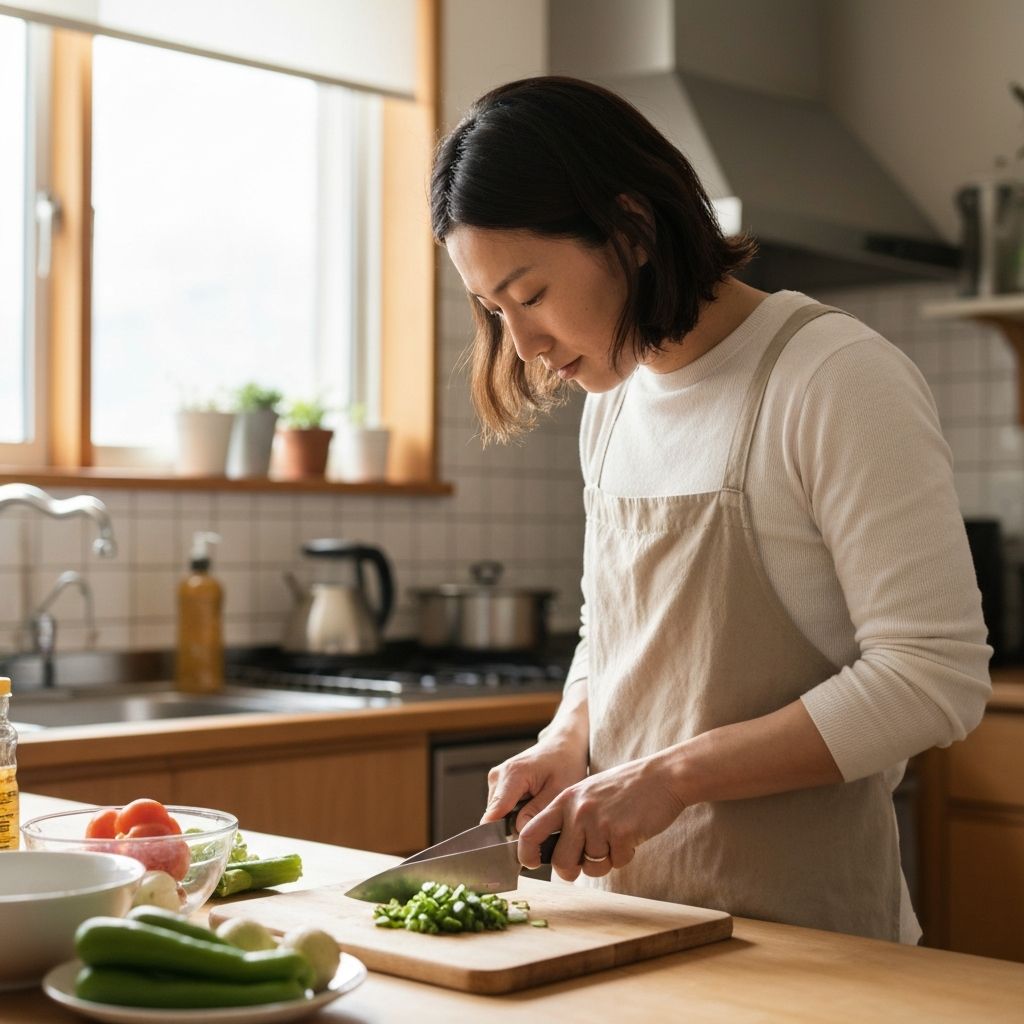 Person preparing simple lunch at home kitchen
